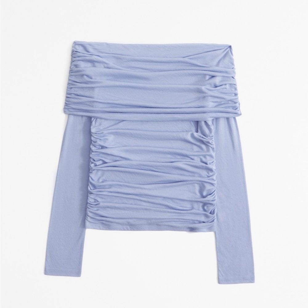 Abercrombie long-sleeve sheer jersey fold over top periwinkle size small